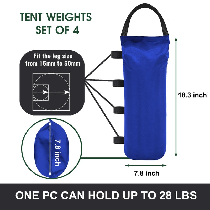 Eurmax USA Weight Capacity 112 LBS Extra Large Pop up Gazebos Weights Sand Bags for Pop up Canopy Tent Pergola Outdoor Instant Canopies,Sand Bags Without Sand, 4-Pack,Blue - Image 2